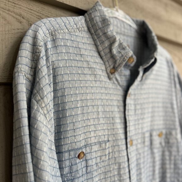 The Territory Ahead Men’s Shirt XL Blue Windowpane Plaid Button-Front Casual - Picture 1 of 9